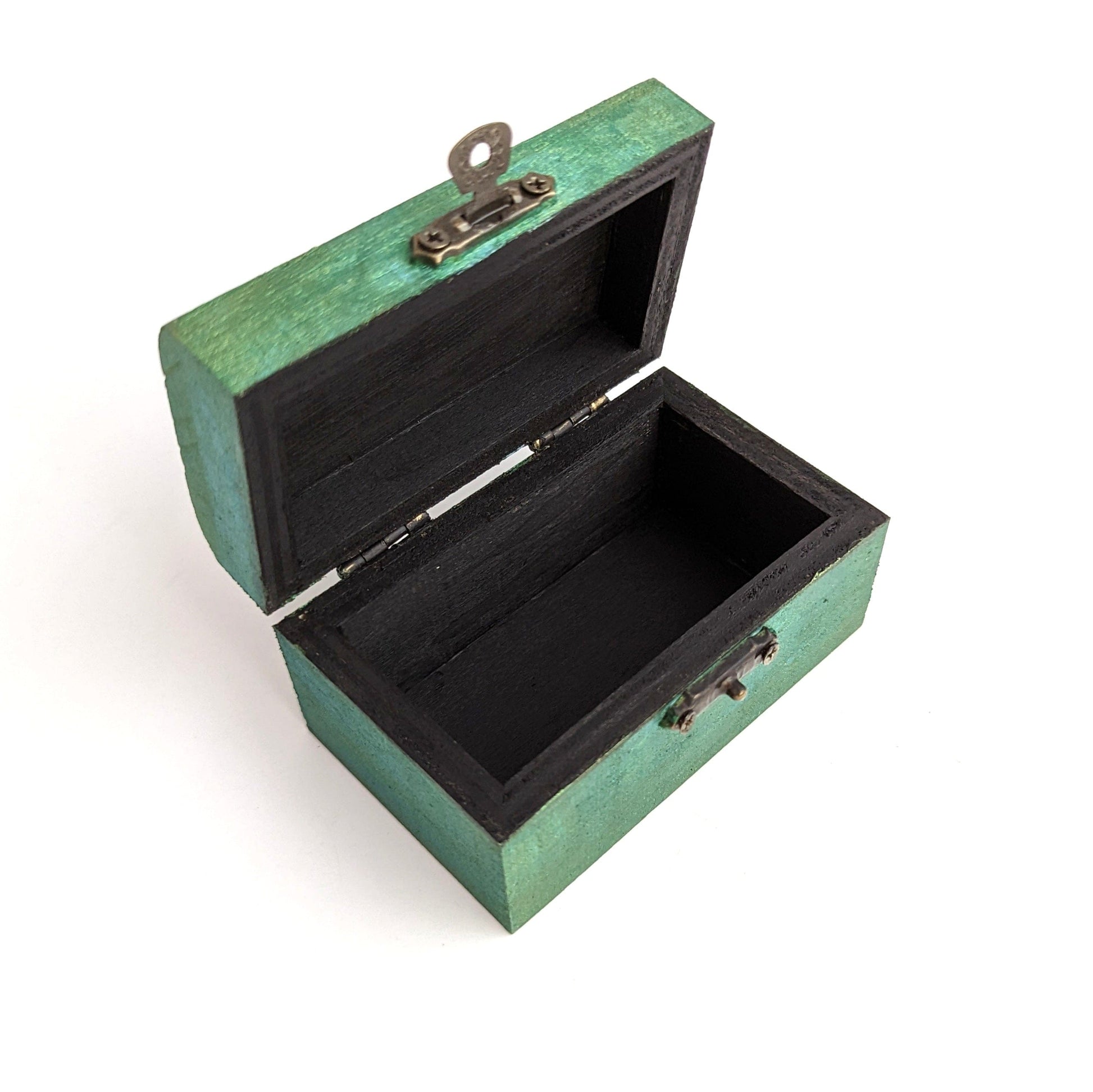 Blue Gold Wood Dice Chest - Small Size