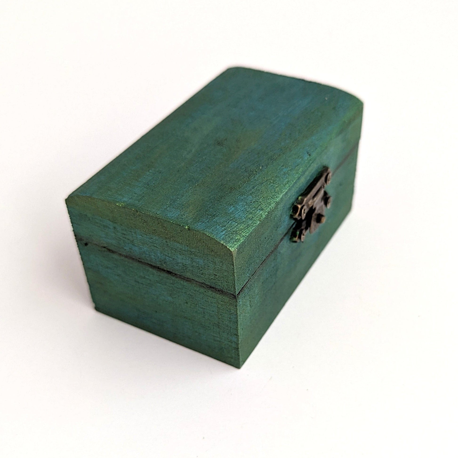 Blue Gold Wood Dice Chest - Small Size