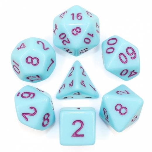 Blue Jay Dice Set – Opaque Light Blue with Purple Numbers Dice sets Fennek and Finch