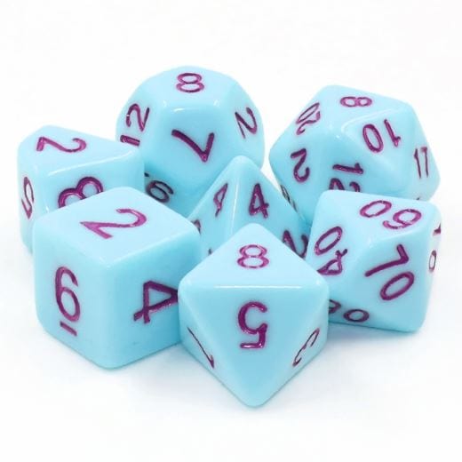 Blue Jay Dice Set – Opaque Light Blue with Purple Numbers Dice sets Fennek and Finch
