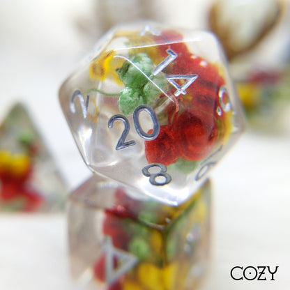 Bouquet of Flowers Dice Set. Real Dried Flowers DND dice set