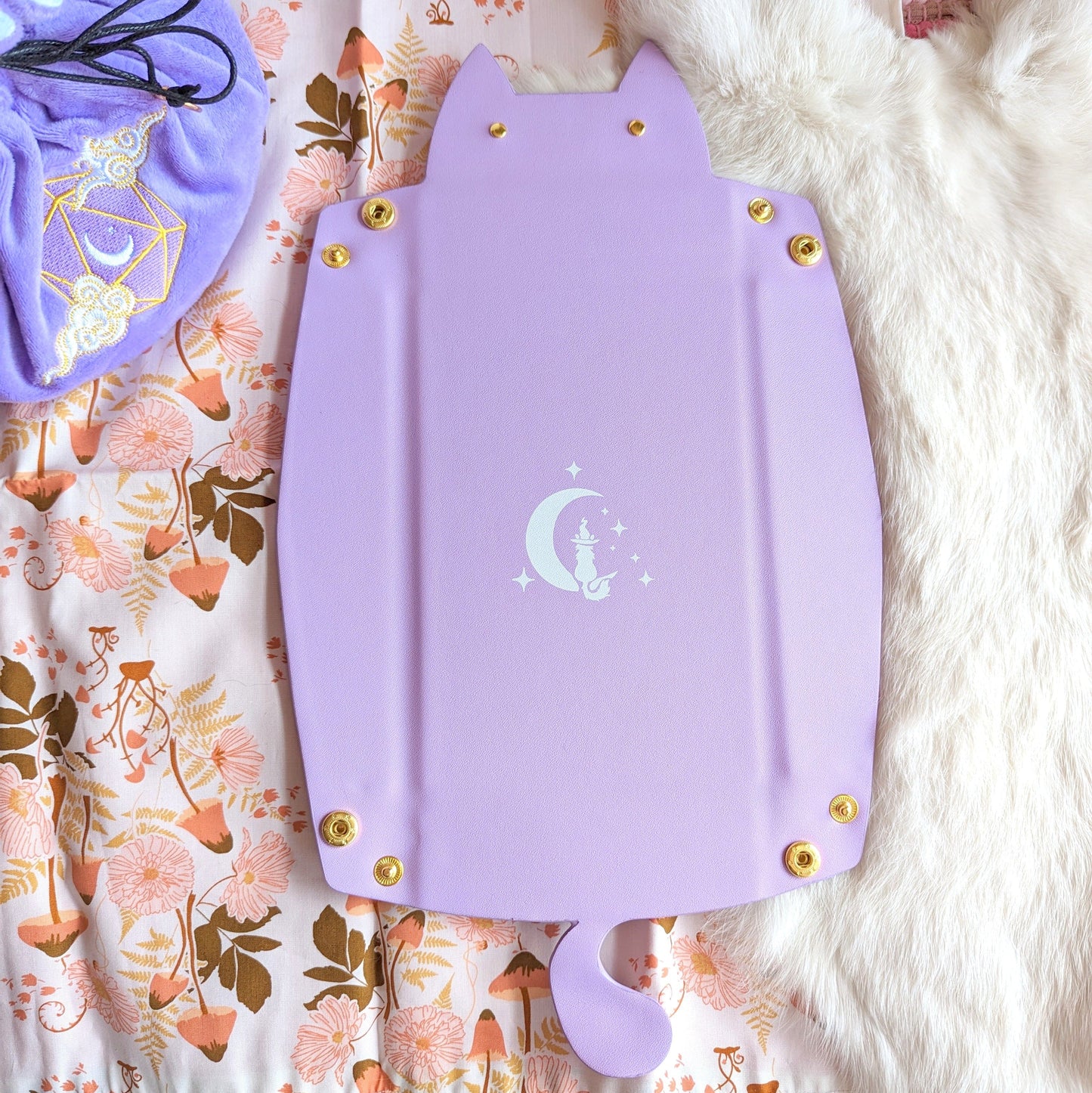 Cat Shaped Dice Rolling Tray in Lilac
