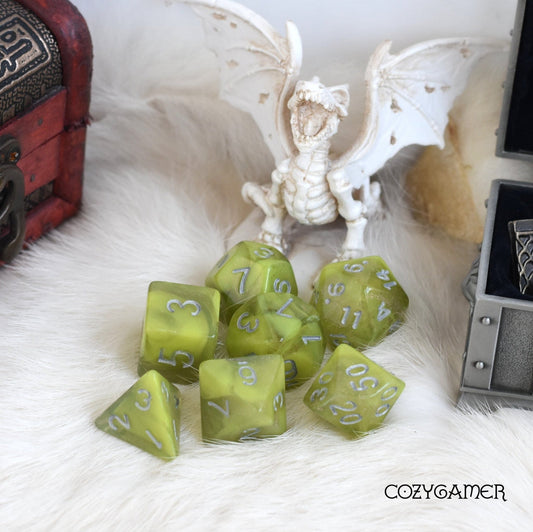 Cave Slime Dice Set. Glitter TTRPG Dice - Fennek and Finch