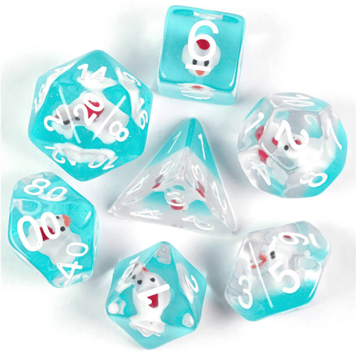 Christmas Duck Dice Set. Ducky with Santa Hat