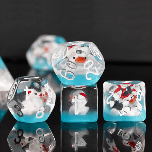Christmas Duck Dice Set. Ducky with Santa Hat