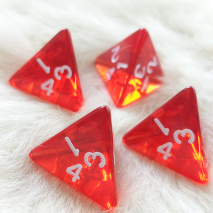 Clear Red D4 Set – 4-Piece Healing Potion DnD Dice Dice Sets & Games Fennek and Finch