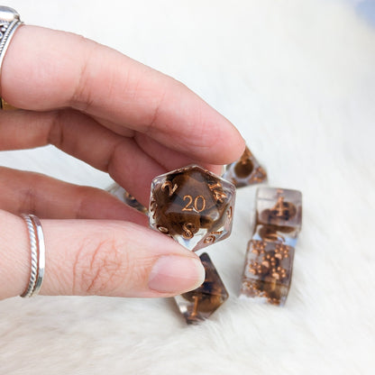 Coffee Bean Dice Set. Coffee lovers DND dice set - Fennek and Finch
