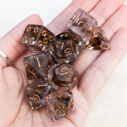 Coffee Bean Dice Set. Coffee lovers DND dice set - Fennek and Finch