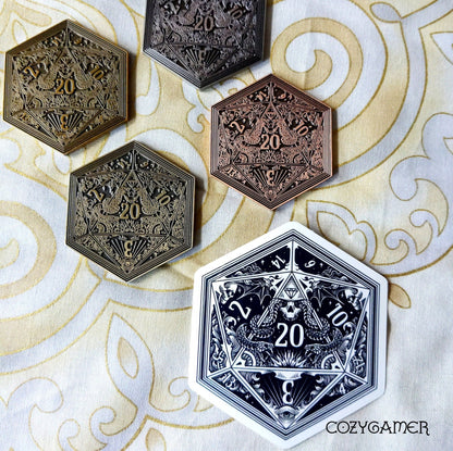 D20 Coin – Life and Death Two-Sided DnD Coin | Fennek & Finch Games Fennek and Finch