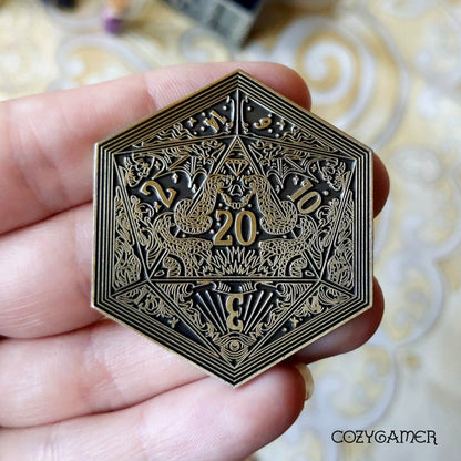 D20 Coin – Life and Death Two-Sided DnD Coin | Fennek & Finch Games Fennek and Finch Brass