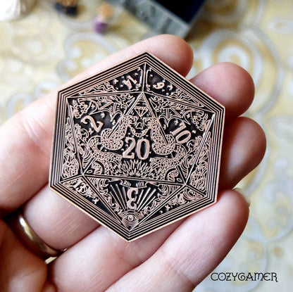 D20 Coin – Life and Death Two-Sided DnD Coin | Fennek & Finch Games Fennek and Finch Copper