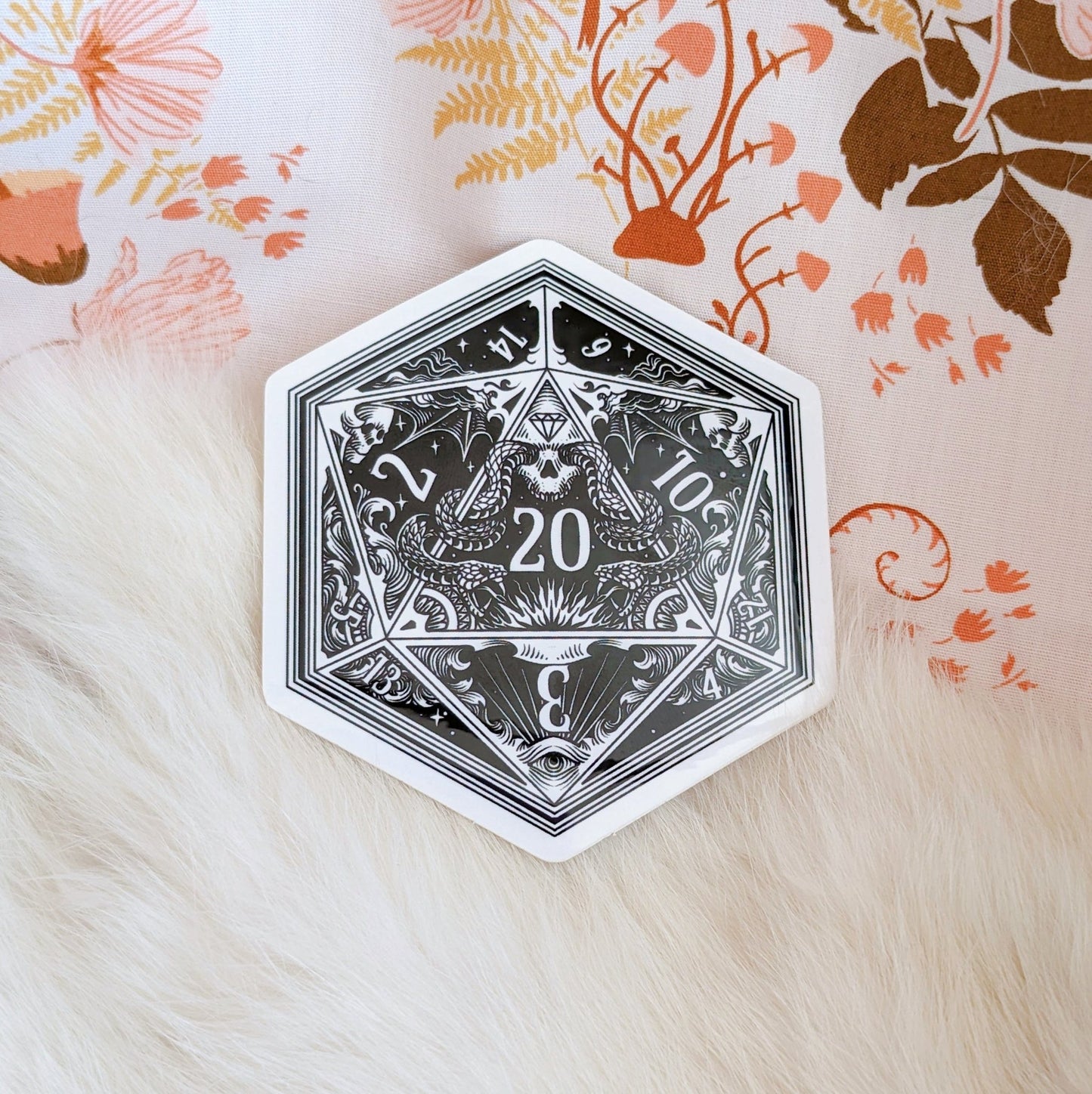 D20 DND Dice Stickers – 3" x 2.6" Life Death Critical Success Fail Vinyl - Fennek and Finch