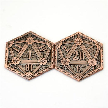 D20 Metal Coin – 2-Sided Die Flip Coin for DnD Decision Making Games Fennek and Finch Copper