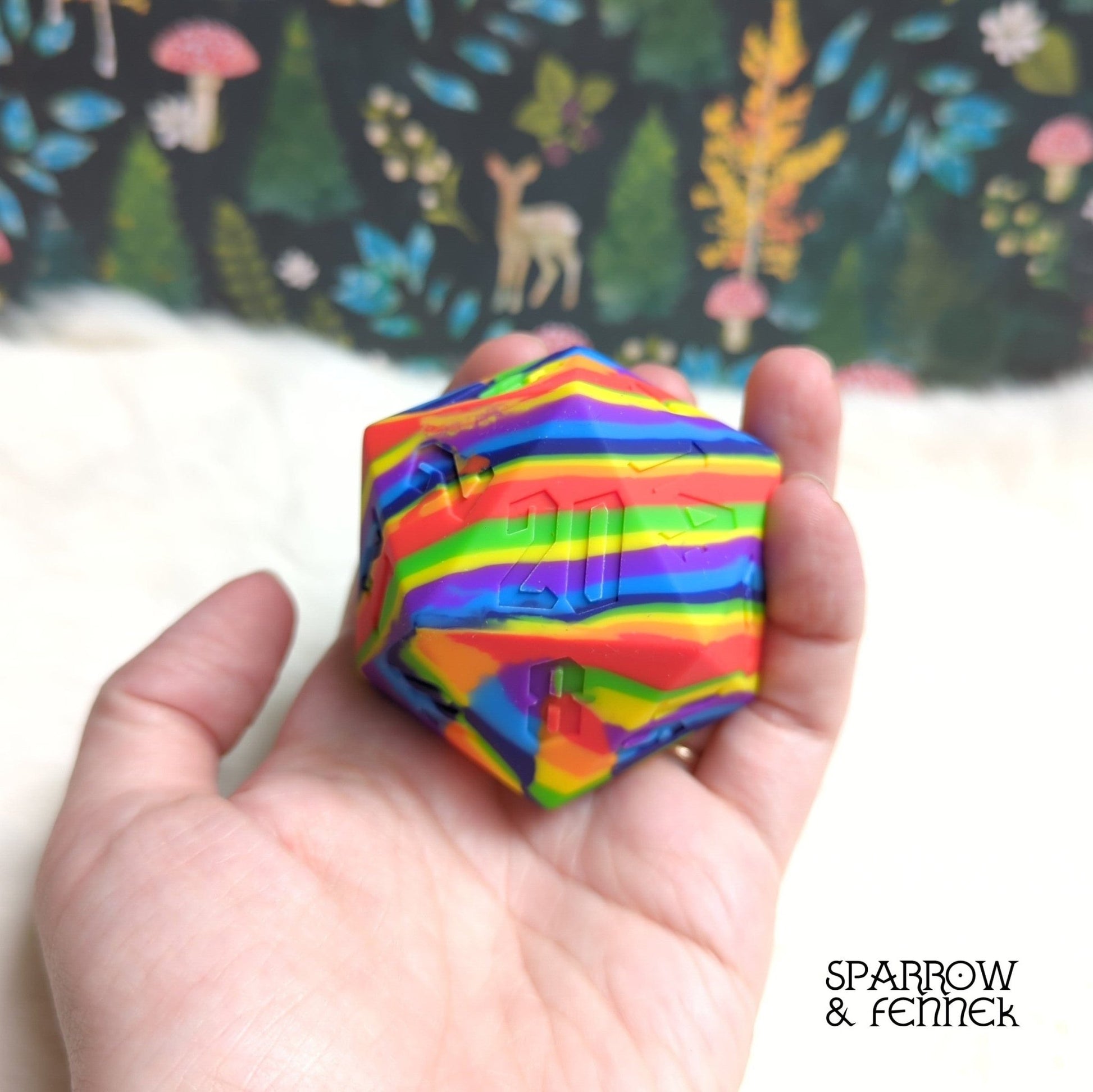 D20 Silicone Bouncy Ball – 55mm Giant Chaos Dice Toy - Fennek and Finch