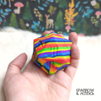 D20 Silicone Bouncy Ball – 55mm Giant Chaos Dice Toy - Fennek and Finch