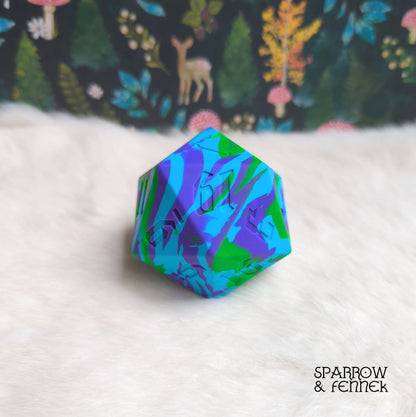 D20 Silicone Bouncy Ball – 55mm Giant Chaos Dice Toy - Fennek and Finch