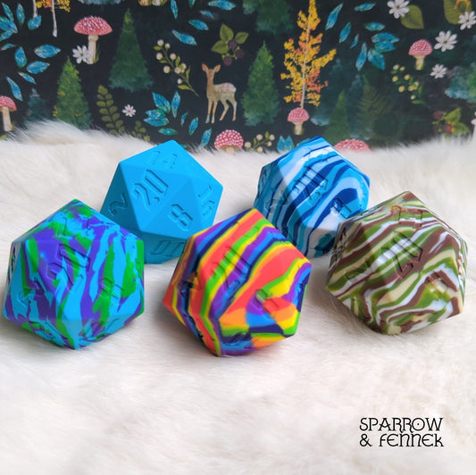 D20 Silicone Bouncy Ball – 55mm Giant Chaos Dice Toy - Fennek and Finch