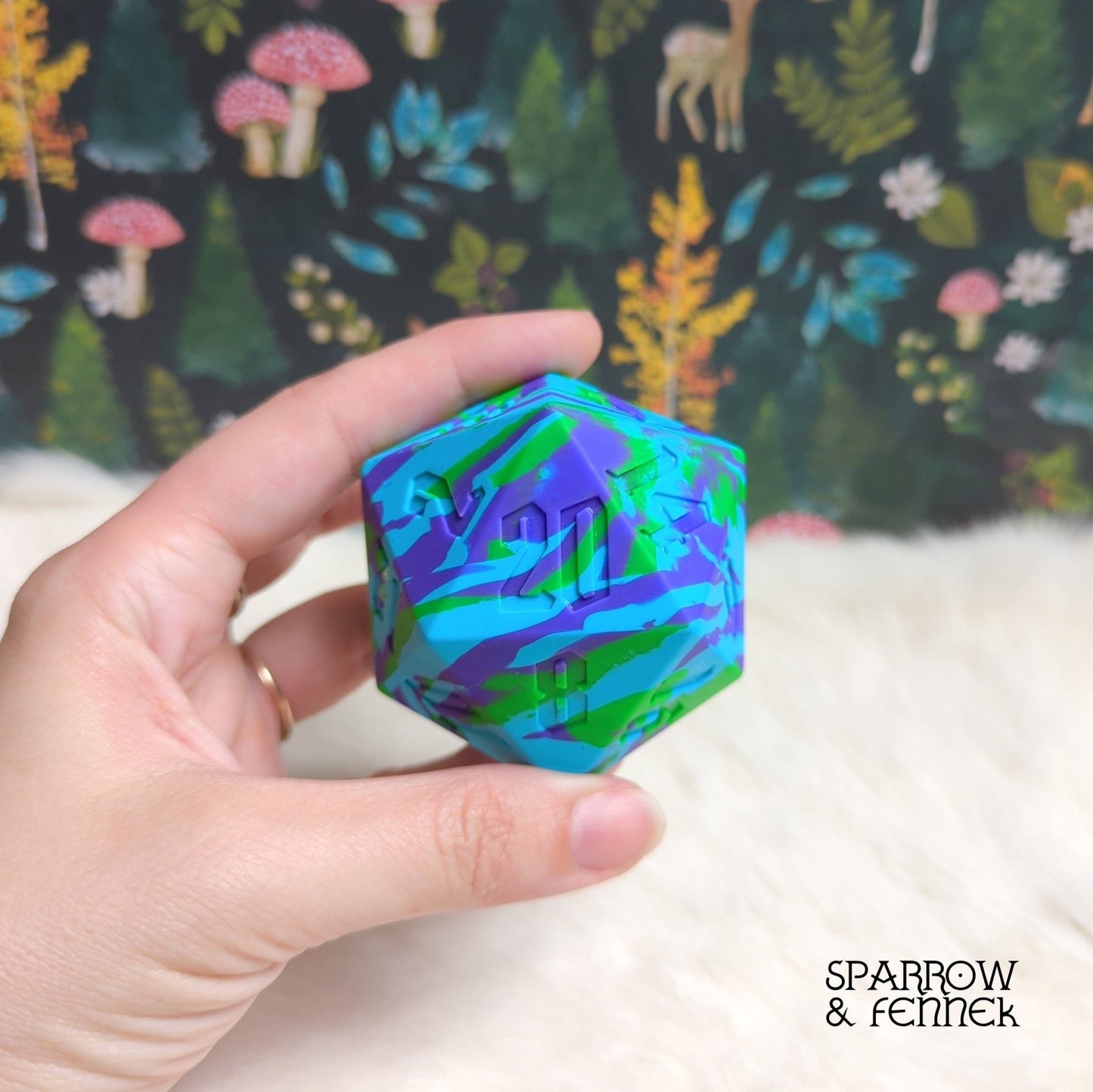 D20 Silicone Bouncy Ball – 55mm Giant Chaos Dice Toy - Fennek and Finch