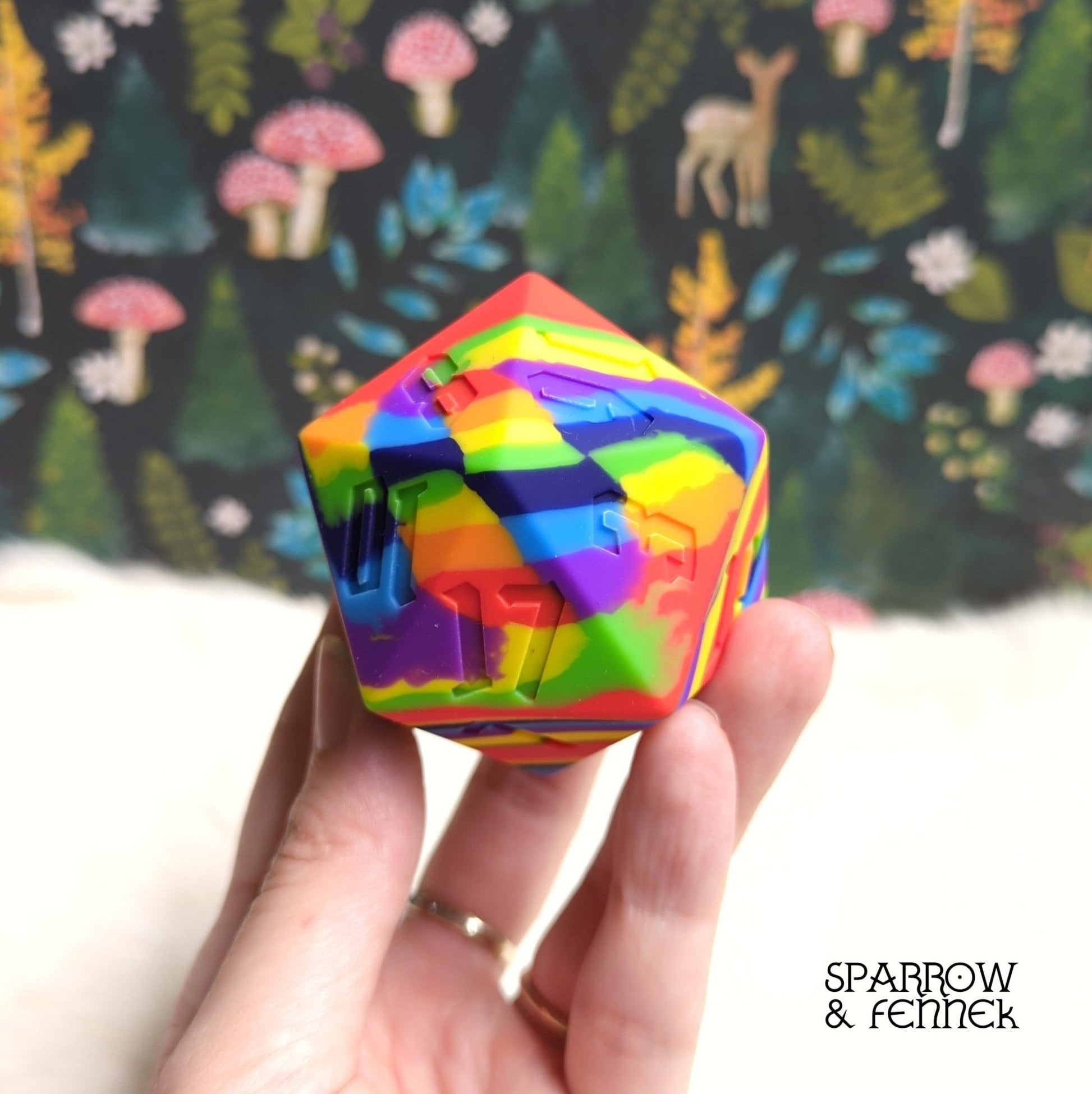 D20 Silicone Bouncy Ball – 55mm Giant Chaos Dice Toy - Fennek and Finch