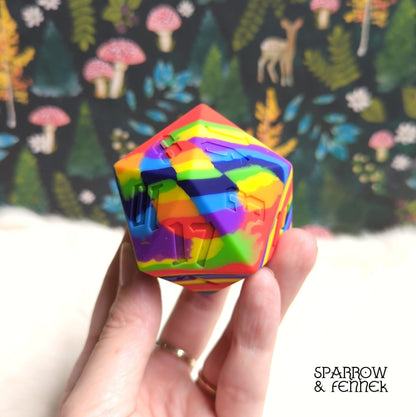 D20 Silicone Bouncy Ball – 55mm Giant Chaos Dice Toy - Fennek and Finch