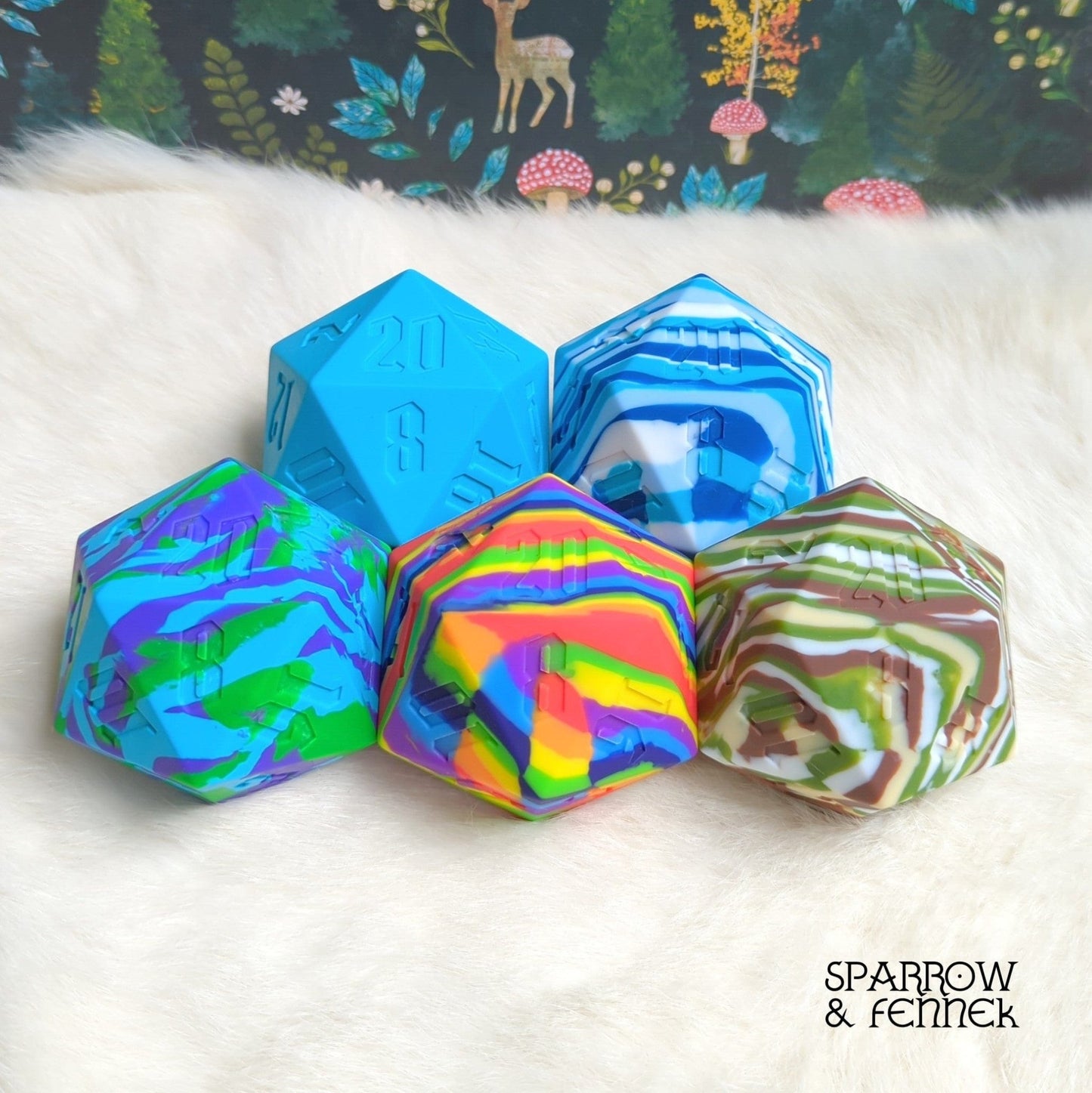 D20 Silicone Bouncy Ball – 55mm Giant Chaos Dice Toy - Fennek and Finch