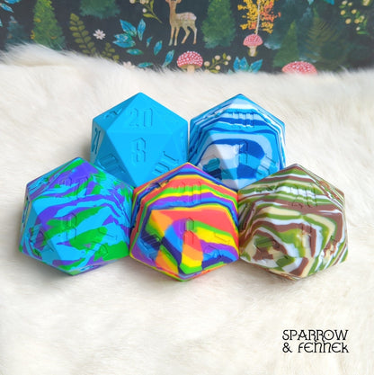 D20 Silicone Bouncy Ball – 55mm Giant Chaos Dice Toy - Fennek and Finch