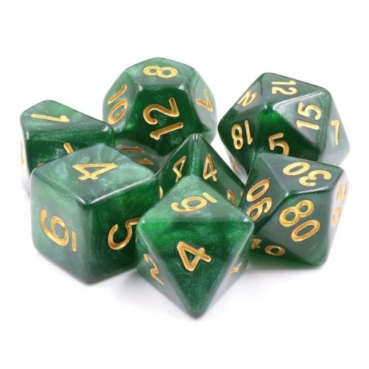 Dark Forest Dice Set – Shimmering Green Acrylic - Fennek and Finch