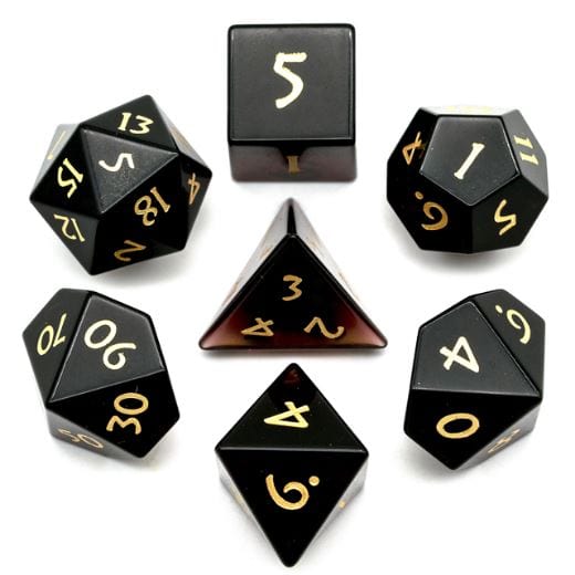 Deep Purple Crystal Dice Set – 7-Piece Semi Precious Gemstone Cut Crystal DnD Dice sets Fennek and Finch