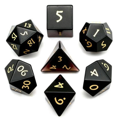 Deep Purple Crystal Dice Set – 7-Piece Semi Precious Gemstone Cut Crystal DnD Dice sets Fennek and Finch