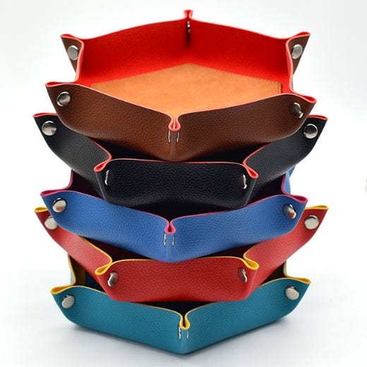 Dice Rolling Tray – Hexagonal Flannel PU Leather 5" Collapsible Dice Tray Dice Tray Fennek and Finch