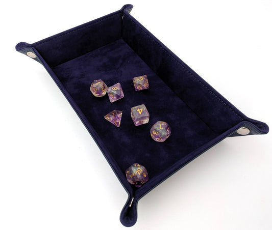 Dice Rolling Tray. Velvet and PU leather Rectangular Dice Tray - CozyGamer