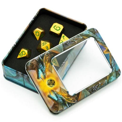 Dragon Dice Box – Silk Screen Metal Dice Storage Foam Lined Apparel & Accessories Fennek and Finch