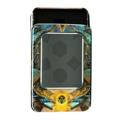 Dragon Dice Box – Silk Screen Metal Dice Storage Foam Lined Apparel & Accessories Fennek and Finch