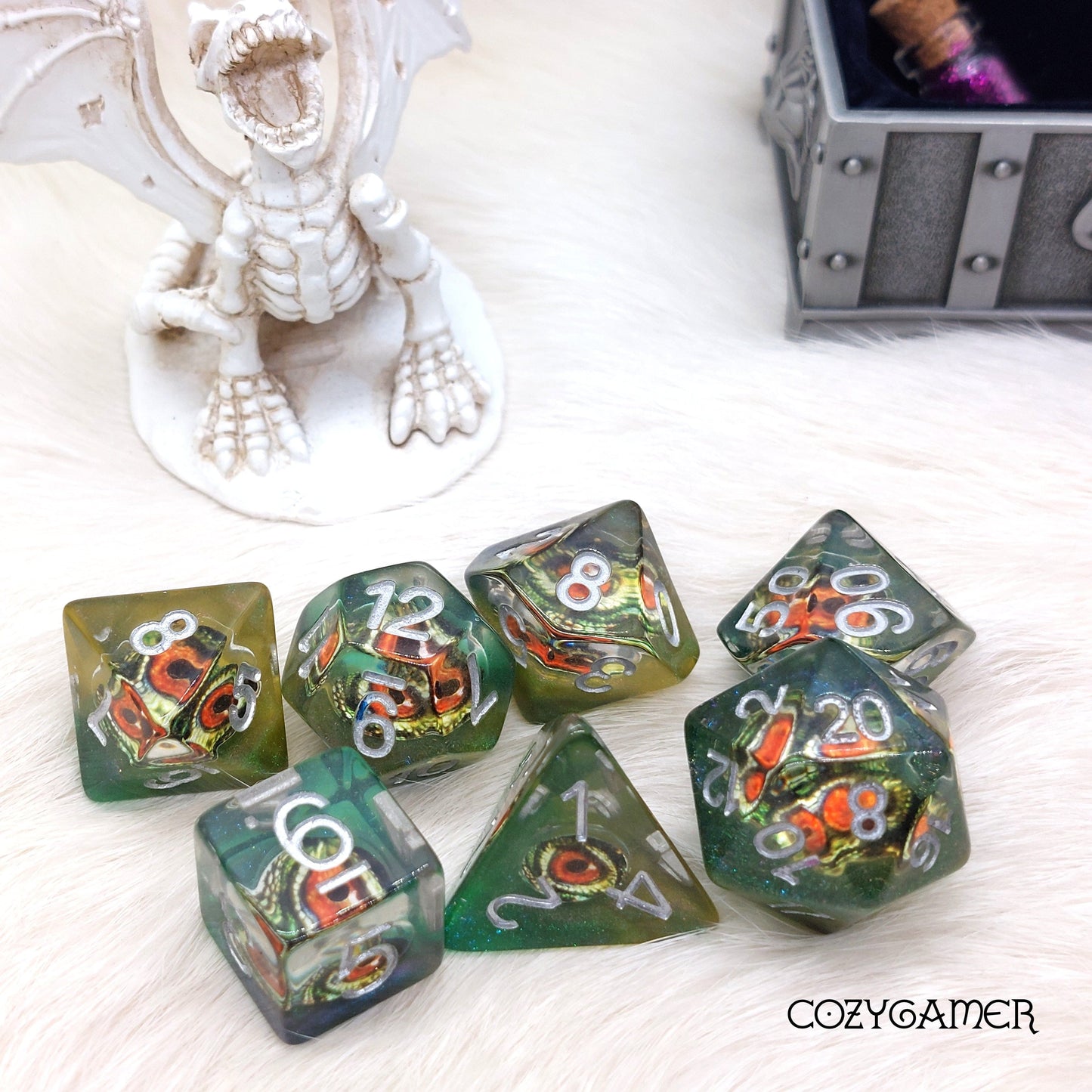 Dragon Eye Dice Set. Evil Eyeball Dice