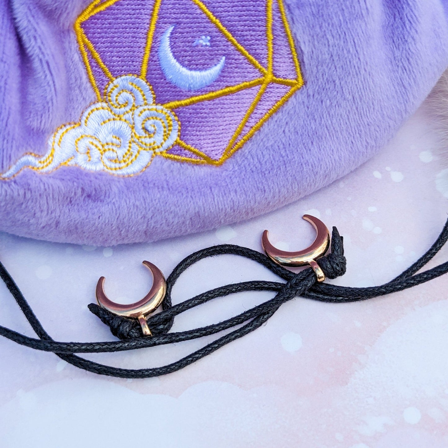 Dreamy Dice Bag – Multi - Pocket Purple Blue Velvet Pouch with Moon & Star | Fennek & Finch - Fennek and Finch