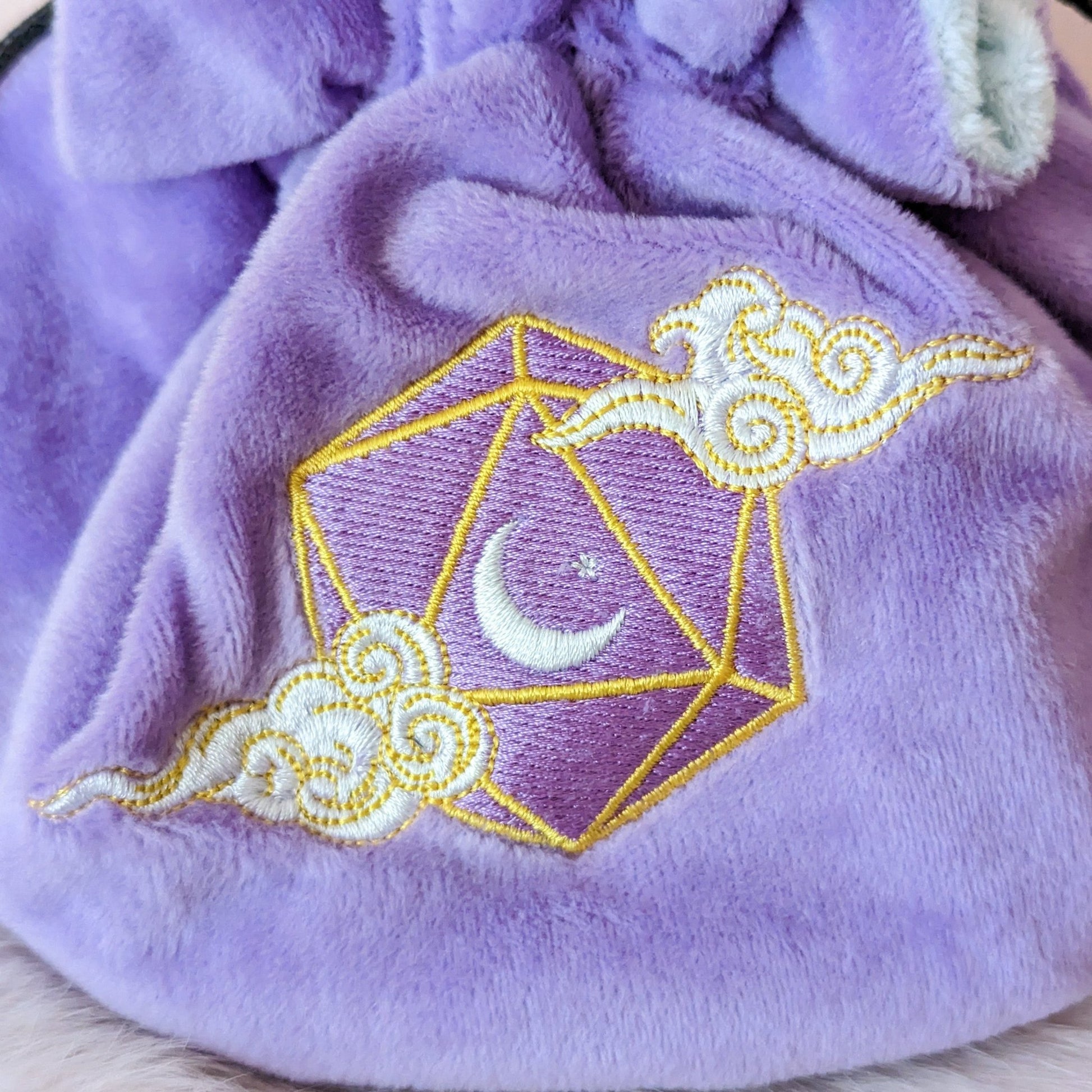 Dreamy Dice Bag – Multi - Pocket Purple Blue Velvet Pouch with Moon & Star | Fennek & Finch - Fennek and Finch