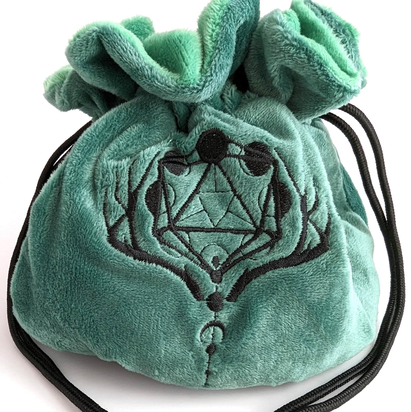 Druid inspired multi pocket large dice bag in green