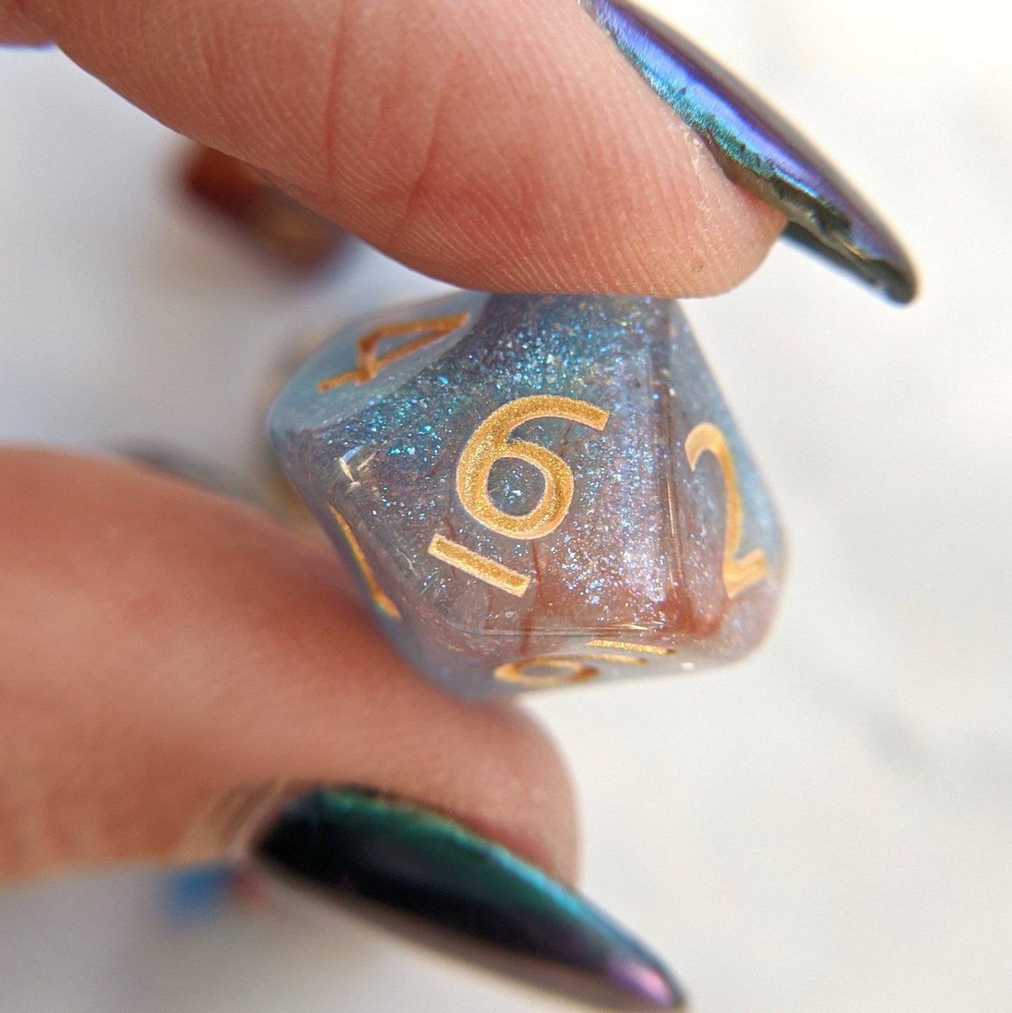 Elemental Magic Dice Set – 7 - Piece Red White Blue Shimmer DnD Dice - Fennek and Finch