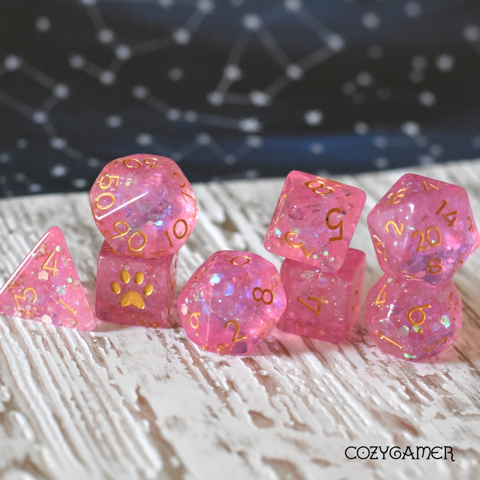 Fairy Sparkles Dice Set – 8 - Piece Clear Iridescent | Fennek & Finch - Fennek and Finch