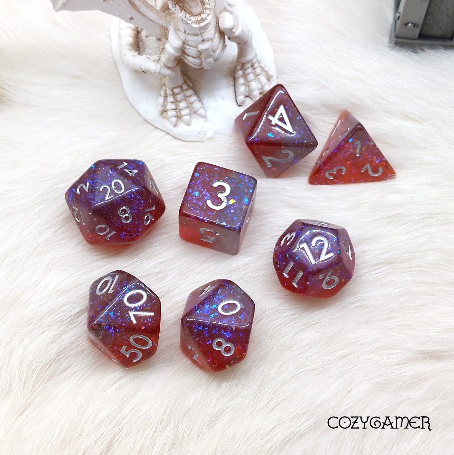 Fiery Sparkle Dice Set Dice Sets & Games Fennek and Finch
