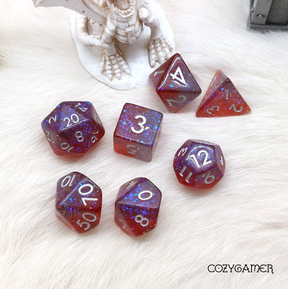 Fiery Sparkle Dice Set Dice Sets & Games Fennek and Finch