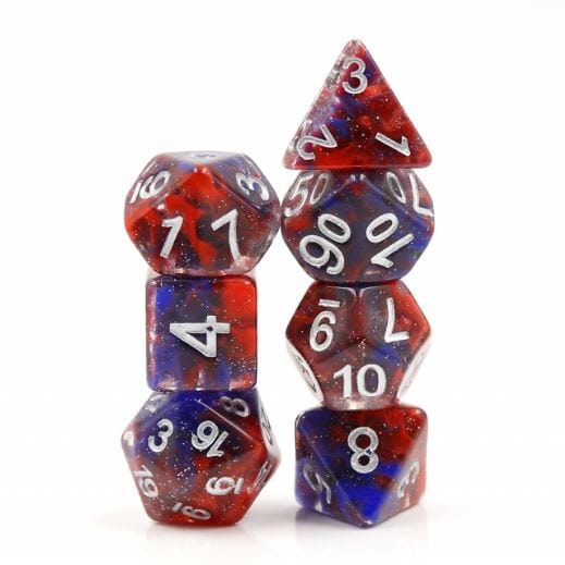 Fire and Ice Dice Set. Red and blue resin DND dice set - CozyGamer