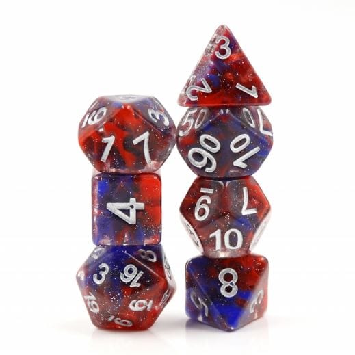 Fire and Ice Dice Set – Red & Blue Resin Swirl - Fennek and Finch