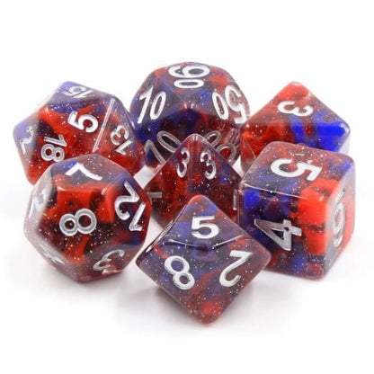 Fire and Ice Dice Set – Red & Blue Resin Swirl - Fennek and Finch