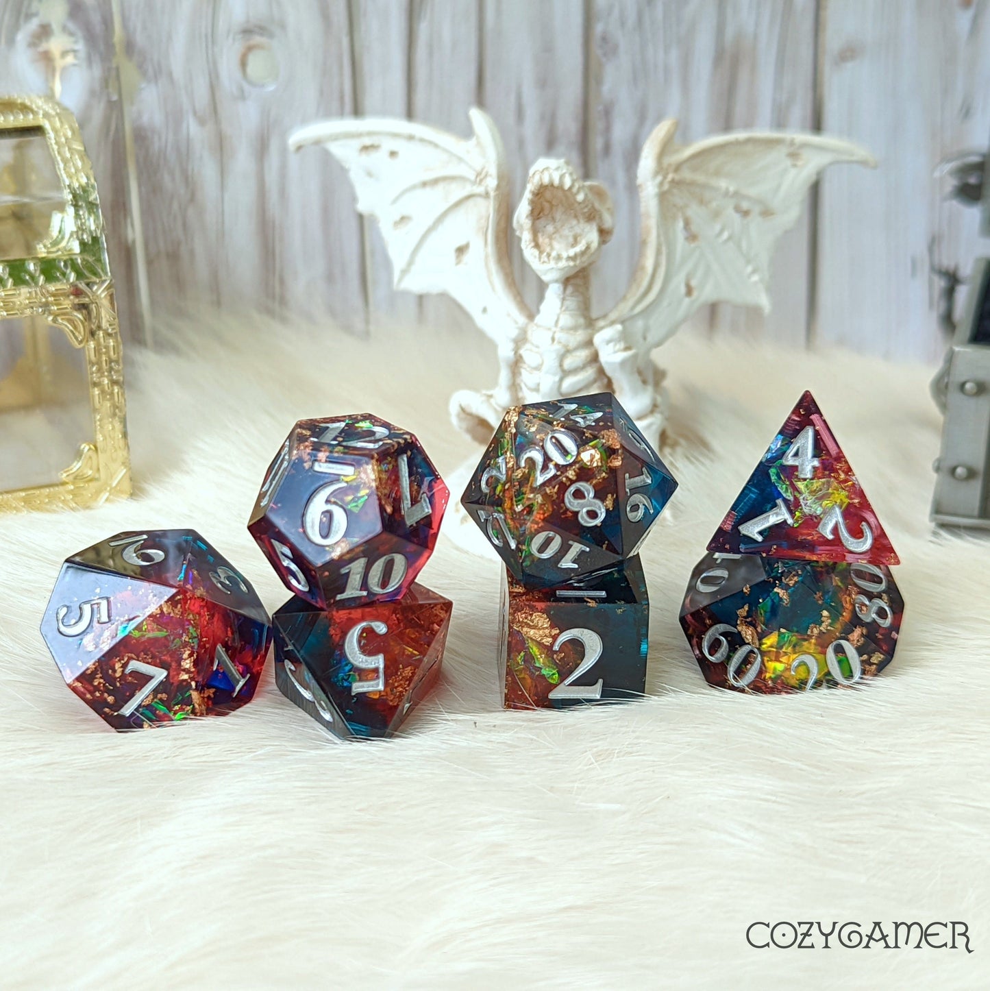 Fire Magic Sharp Edge Resin Dice Set. 7 Piece DND dice set