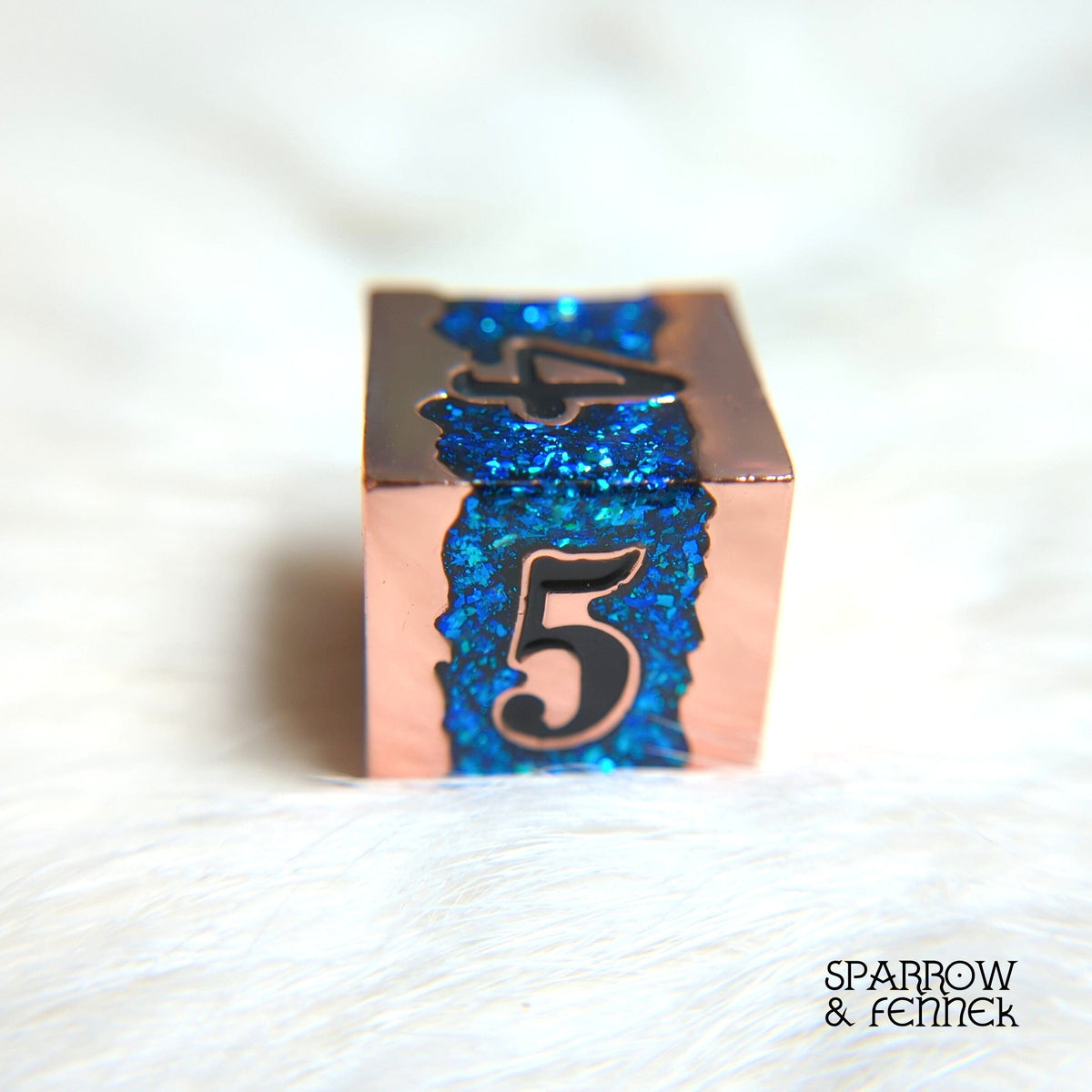 Fissure Metal Dice Set Copper and Blue Dice sets Fennek and Finch