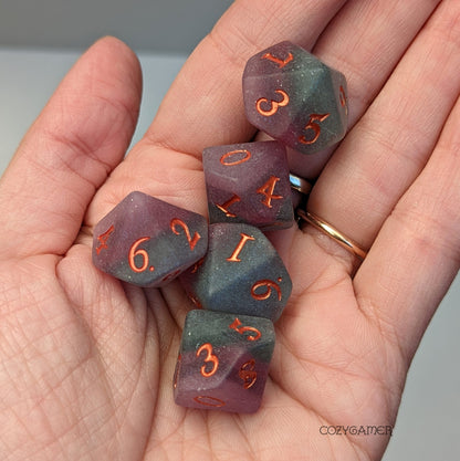 Fluorite Dice Set – 8 - Piece Purple Green Layered Matte | Fennek & Finch - Fennek and Finch