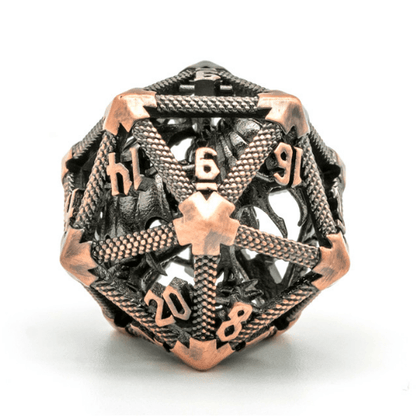 Flying Inner Dragon Metal D20 Dice Sets & Games Fennek and Finch Copper