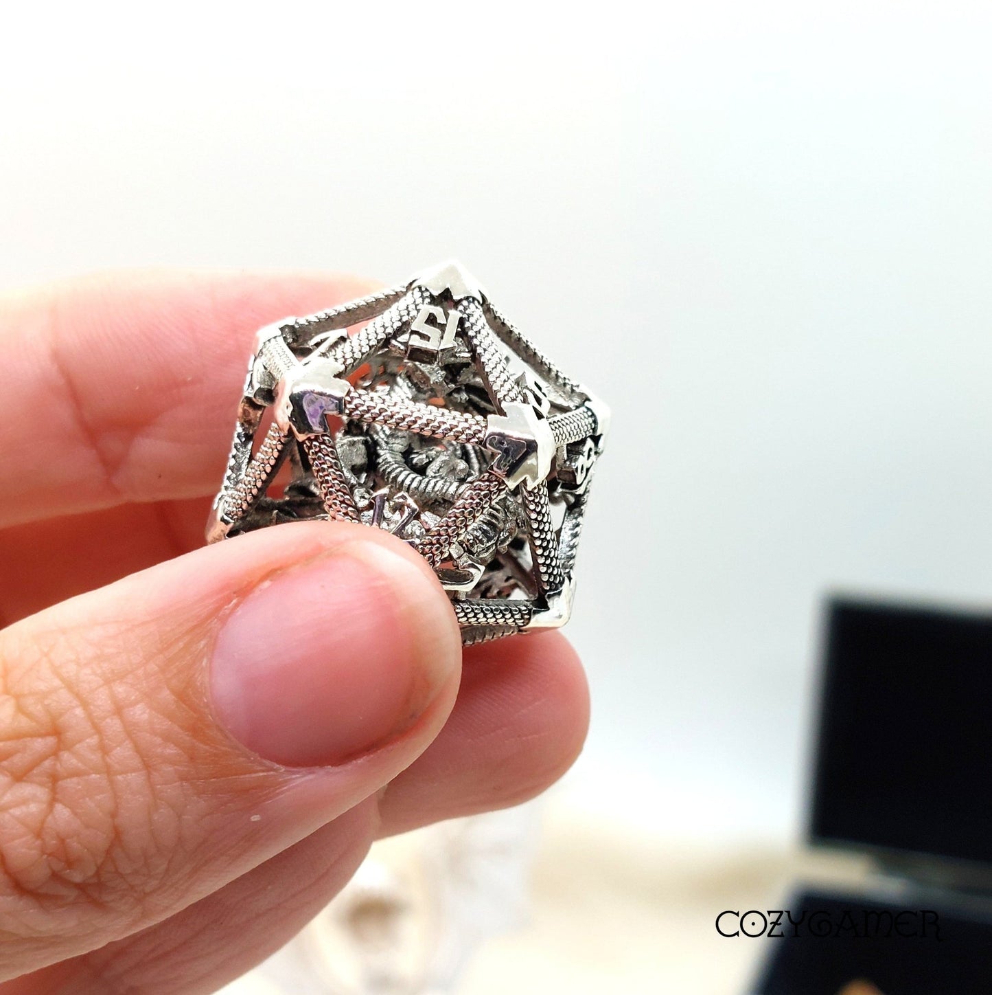 Flying Inner Dragon Metal D20 Dice Sets & Games Fennek and Finch Silver