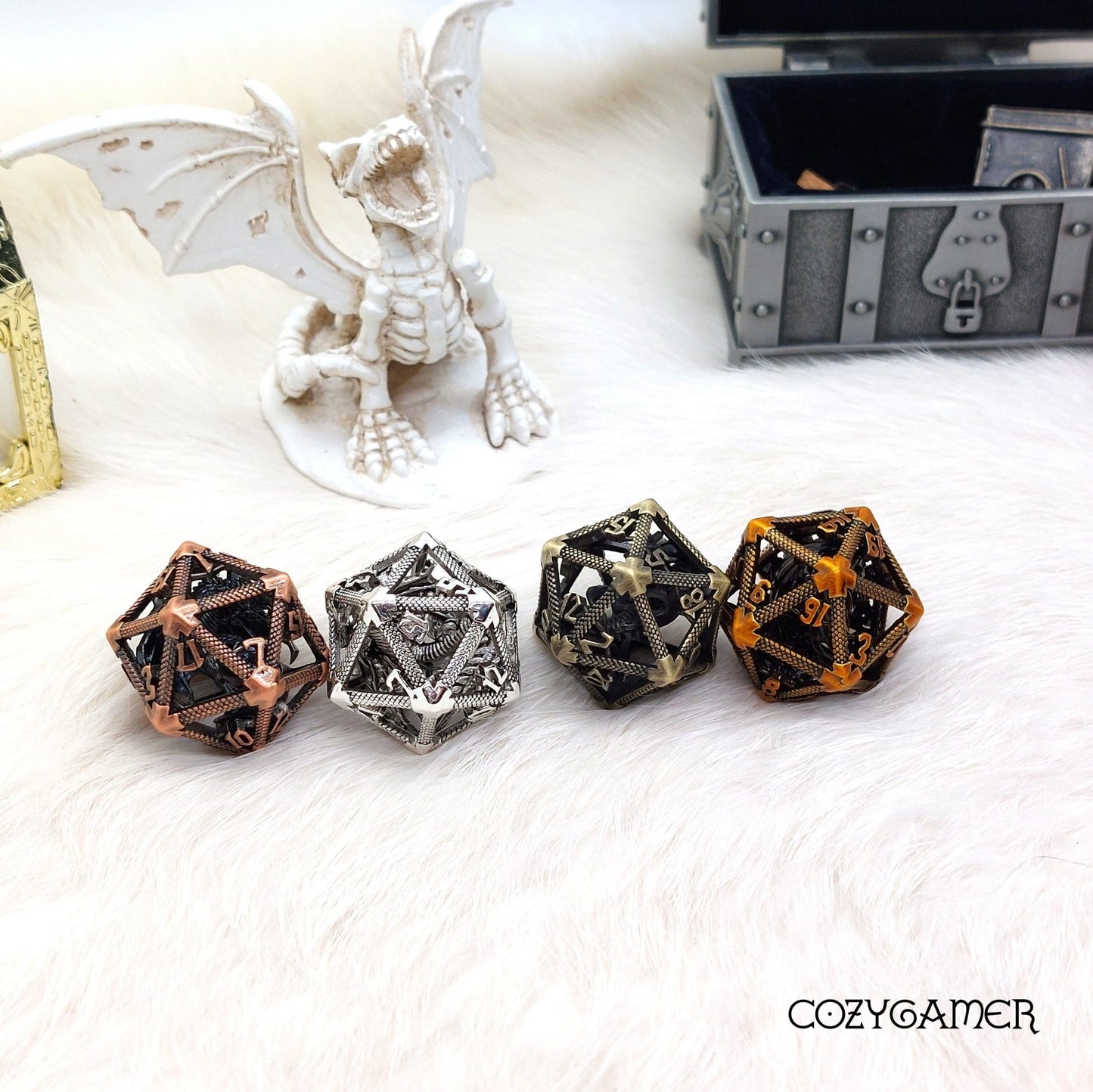 Flying Inner Dragon Metal D20 Dice Sets & Games Fennek and Finch